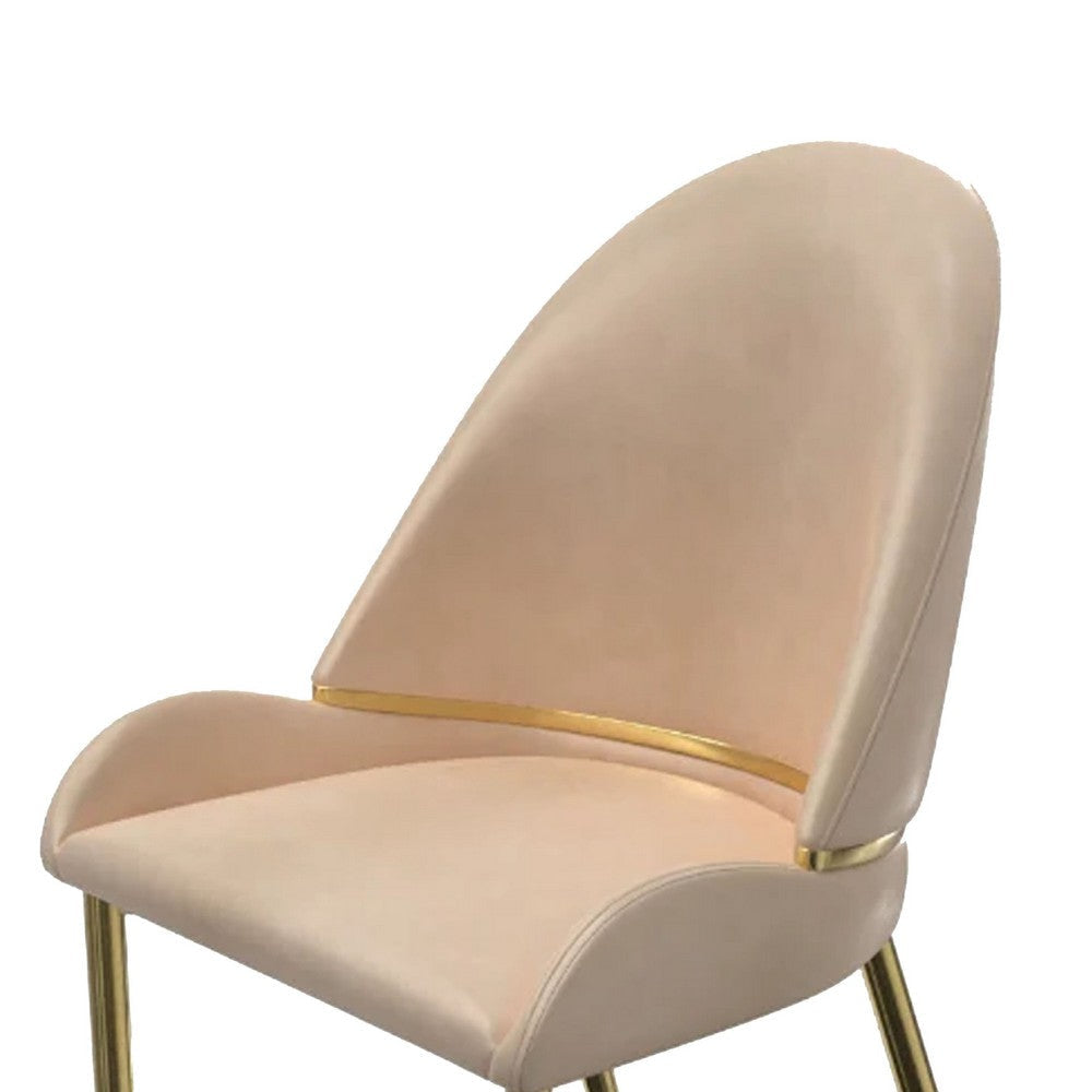 Mior Dining Chair Set of 2 | Champagne Faux Leather Gold Metal Accents BM334675