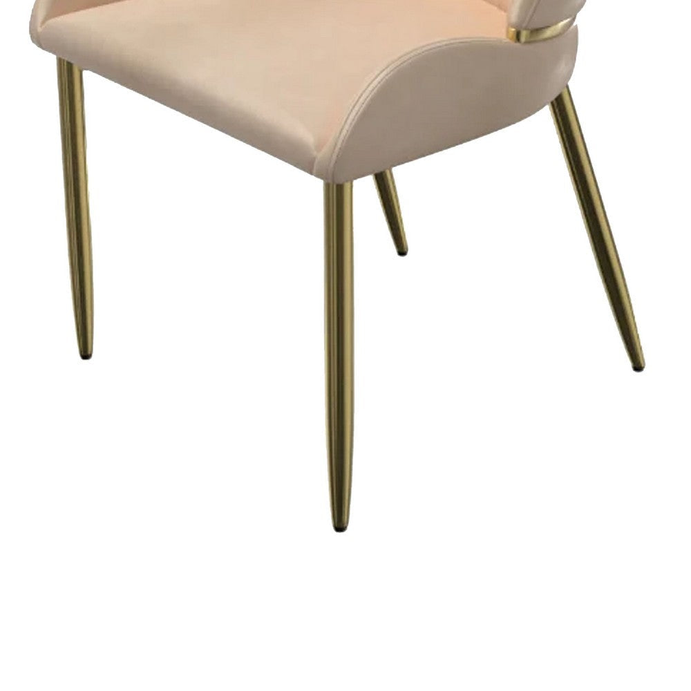 Mior Dining Chair Set of 2 | Champagne Faux Leather Gold Metal Accents BM334675