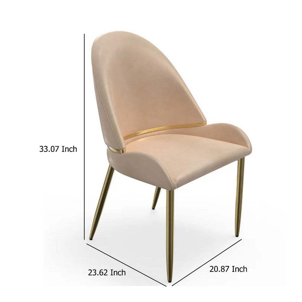 Mior Dining Chair Set of 2 | Champagne Faux Leather Gold Metal Accents BM334675