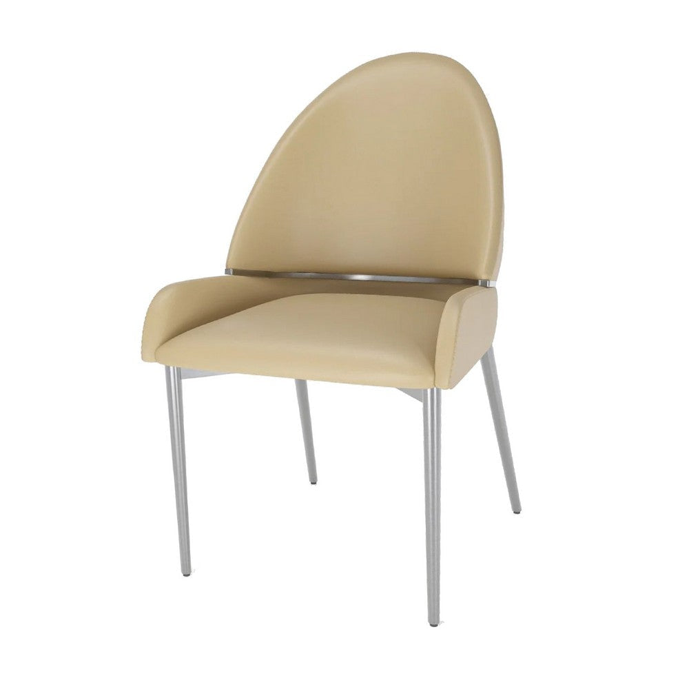 Mior Dining Chair Set of 2 | Taupe Faux Leather | Gold Metal Accents BM334676