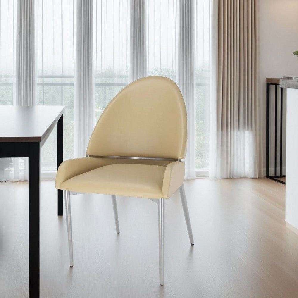 Mior Dining Chair Set of 2 | Taupe Faux Leather | Gold Metal Accents