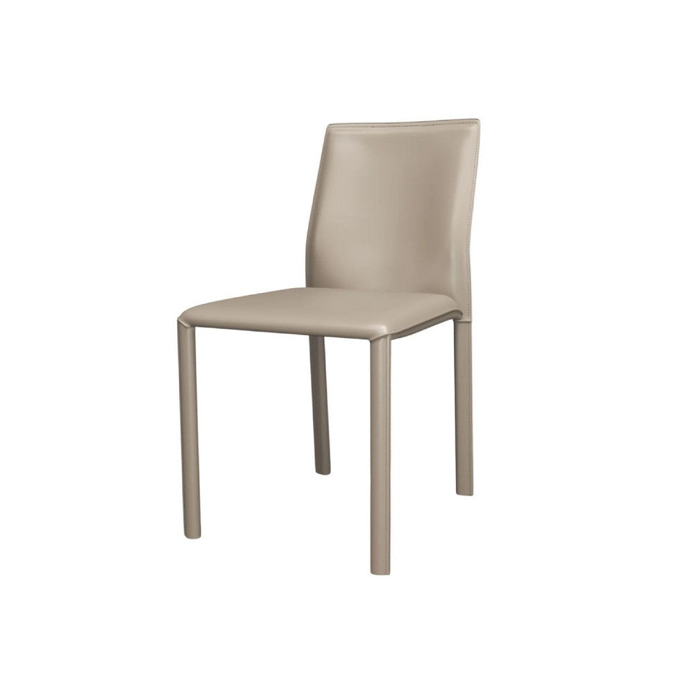 Nuwo Side Dining Chair Set of 2 | Taupe Faux Leather | Modern Style