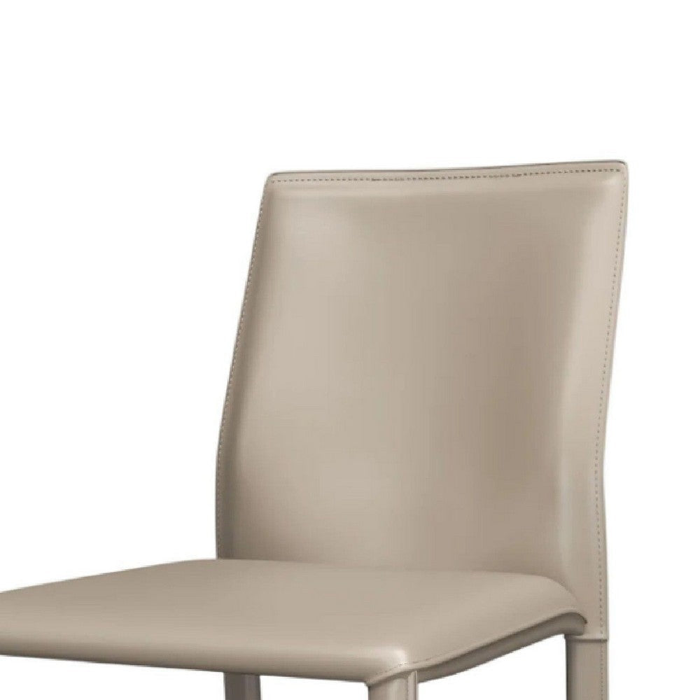 Nuwo Side Dining Chair Set of 2 | Taupe Faux Leather | Modern Style