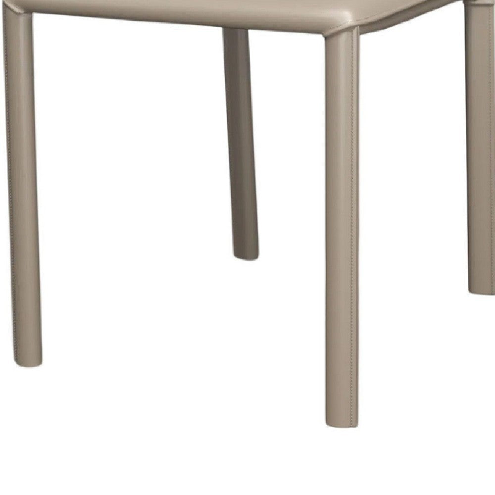 Nuwo Side Dining Chair Set of 2 | Taupe Faux Leather | Modern Style