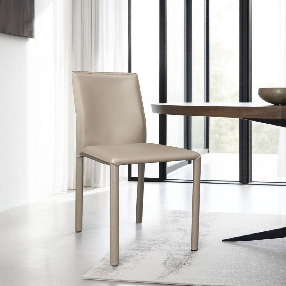 Nuwo Side Dining Chair Set of 2 | Taupe Faux Leather | Modern Style