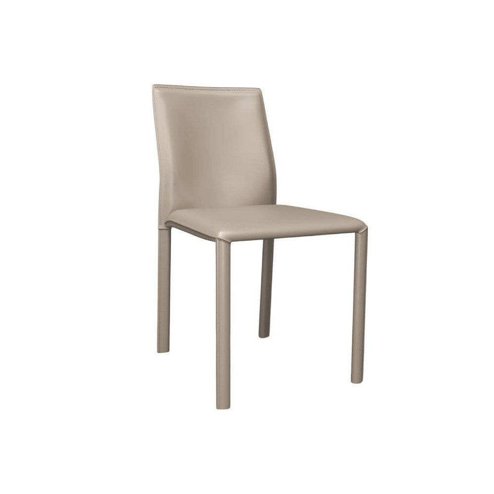 Nuwo Side Dining Chair Set of 2 | Taupe Faux Leather | Modern Style