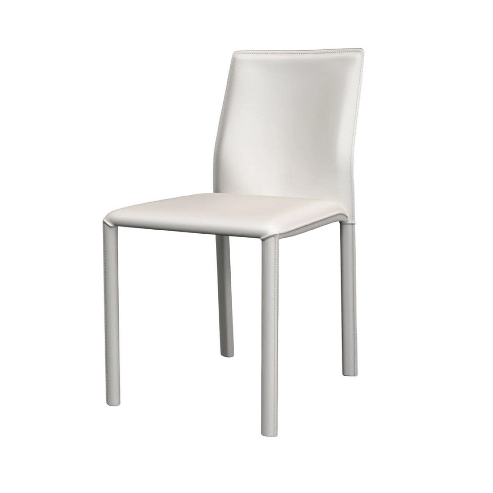 Nuwo Side Dining Chair Set of 2 | White Faux Leather | Modern Style BM334678