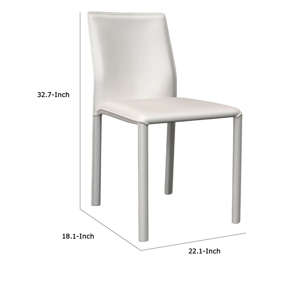 Nuwo Side Dining Chair Set of 2 | White Faux Leather | Modern Style BM334678