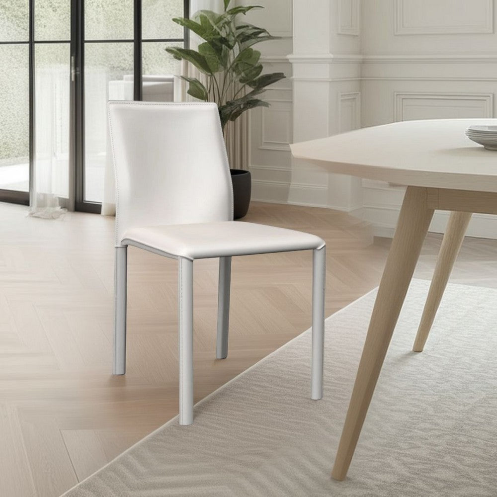 Nuwo Side Dining Chair Set of 2 | White Faux Leather | Modern Style