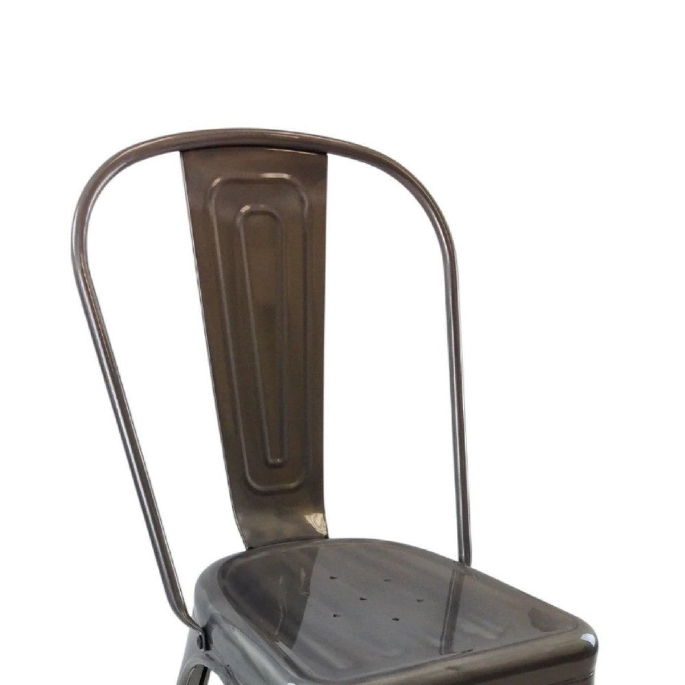 Dining Accent Chair Set of 4 | Bronze Metal Body | Industrial Style BM334679
