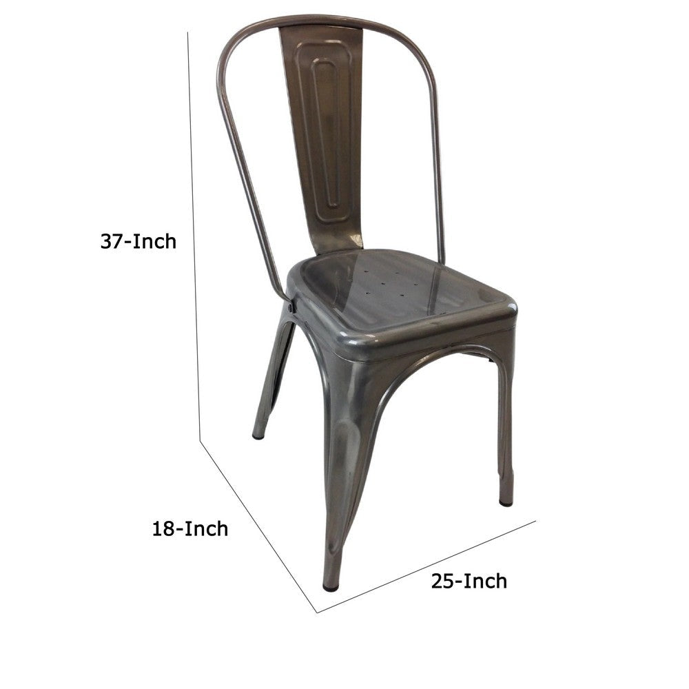 Dining Accent Chair Set of 4 | Bronze Metal Body | Industrial Style BM334679