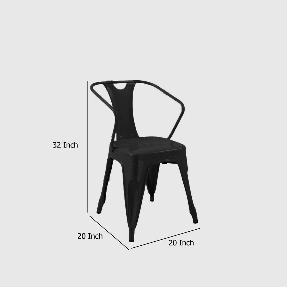 Toam Dining Armchair Set of 4 | Black Metal | Industrial Tapered Legs BM334681