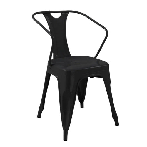 Toam Dining Armchair Set of 4 | Black Metal | Industrial Tapered Legs