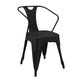 Toam Dining Armchair Set of 4 | Black Metal | Industrial Tapered Legs