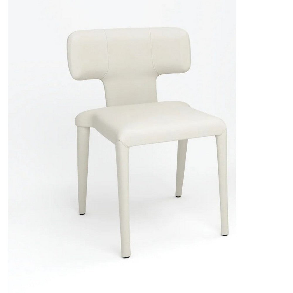 Stackable Side Dining Chair Set of 4 | Rich Oatmeal White Faux Leather BM334683