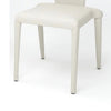 Stackable Side Dining Chair Set of 4 | Rich Oatmeal White Faux Leather BM334683