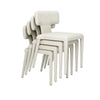 Stackable Side Dining Chair Set of 4 | Rich Oatmeal White Faux Leather