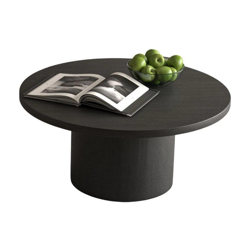 Coffee Table | Platform Base | Matte Black Veneer Finish | 36’’ Round BM334685