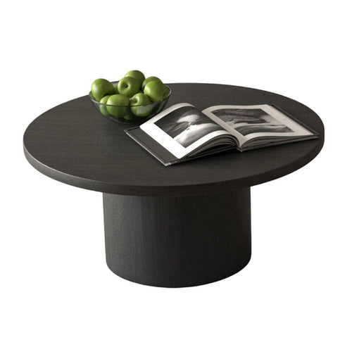 Coffee Table | Platform Base | Matte Black Veneer Finish | 36" Round