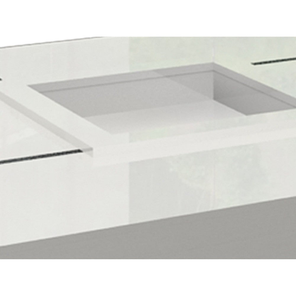 Noor Coffee Table | Removable Center Tray | Lacquer White 47’’ Square