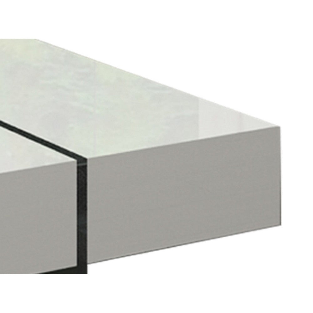 Noor Coffee Table | Removable Center Tray | Lacquer White 47’’ Square