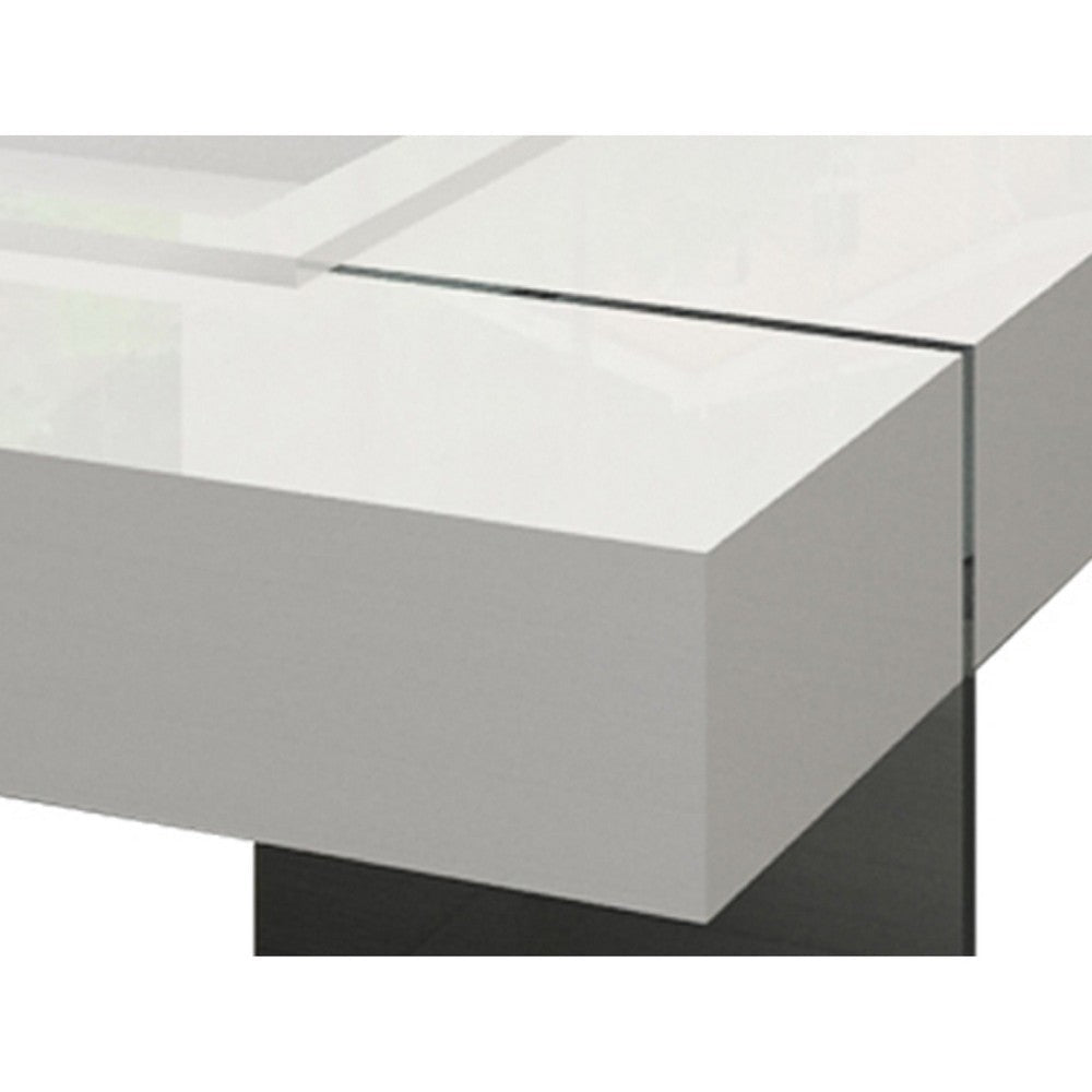 Noor Tall Coffee Table | Removable Center Tray | White | 47’’ Square