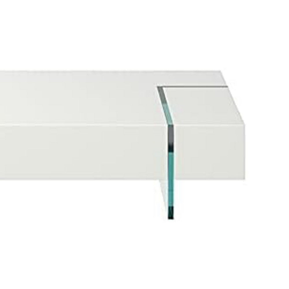 Wami Coffee Table | Tempered Glass | 53’’ Rectangular | Modern White BM334689
