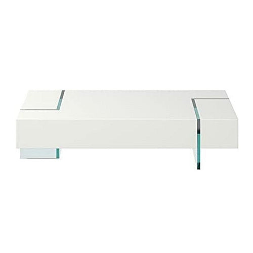Wami Coffee Table | Tempered Glass | 53" Rectangular | Modern White