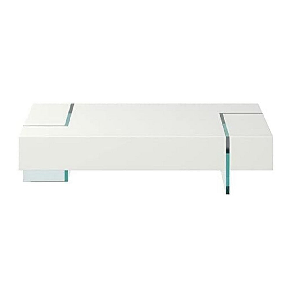 Wami Coffee Table | Tempered Glass | 53" Rectangular | Modern White