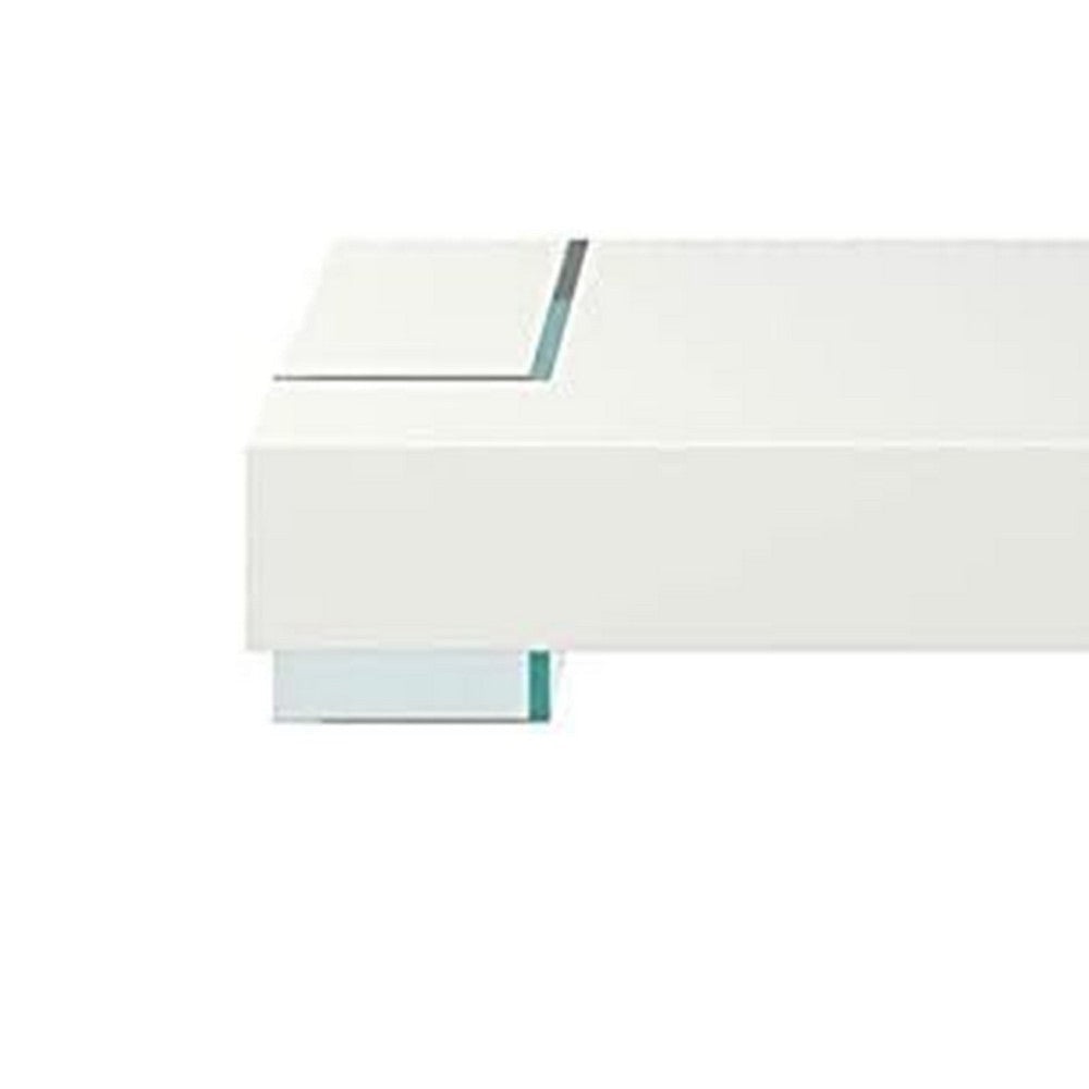 Wami Coffee Table | Tempered Glass | 53’’ Rectangular | Modern White BM334689