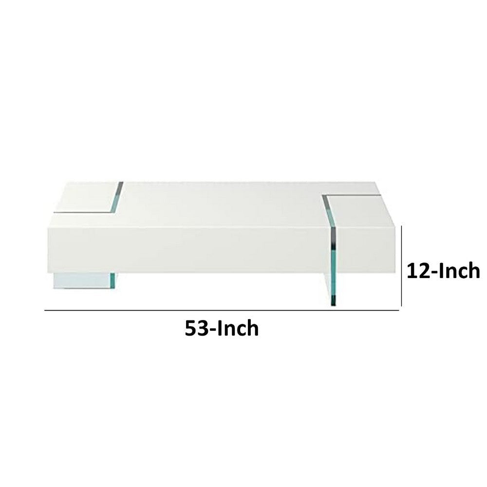 Wami Coffee Table | Tempered Glass | 53’’ Rectangular | Modern White BM334689
