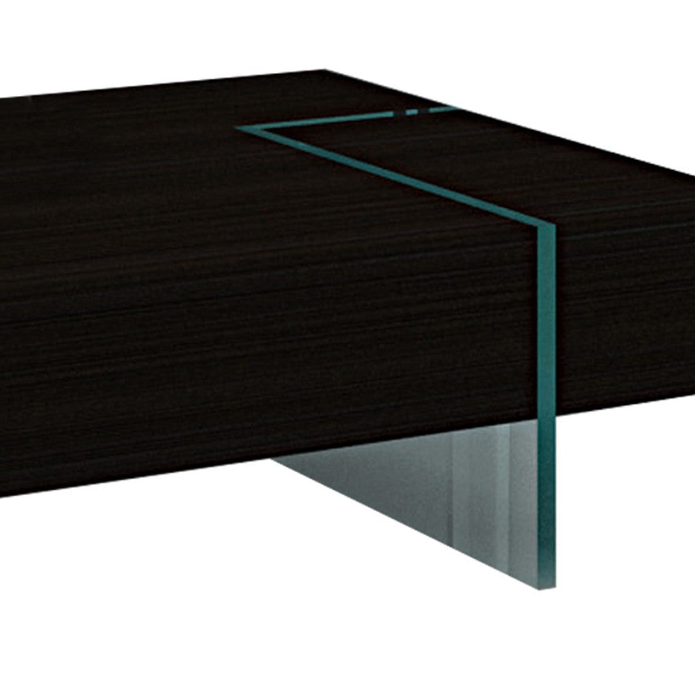 Wami Tall Coffee Table | Tempered Glass | 53’’ Rectangular | Black