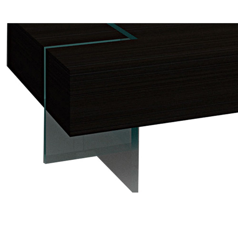 Wami Tall Coffee Table | Tempered Glass | 53’’ Rectangular | Black