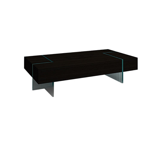 Wami Tall Coffee Table | Tempered Glass | 53" Rectangular | Black