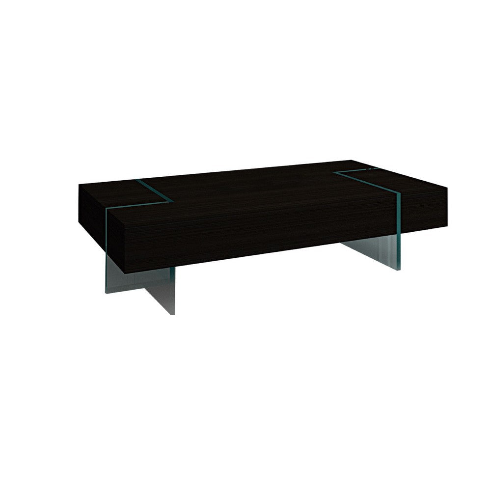 Wami Tall Coffee Table | Tempered Glass | 53" Rectangular | Black