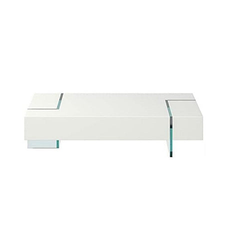 Wami Tall Coffee Table | Tempered Glass | 53" Rectangular | White