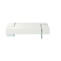 Wami Tall Coffee Table | Tempered Glass | 53" Rectangular | White