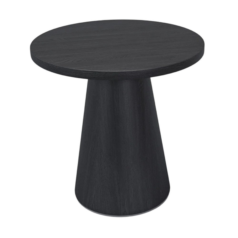 Side End Table | 24’’ Spacious Round Top | Black Veneer Tapered Base BM334692