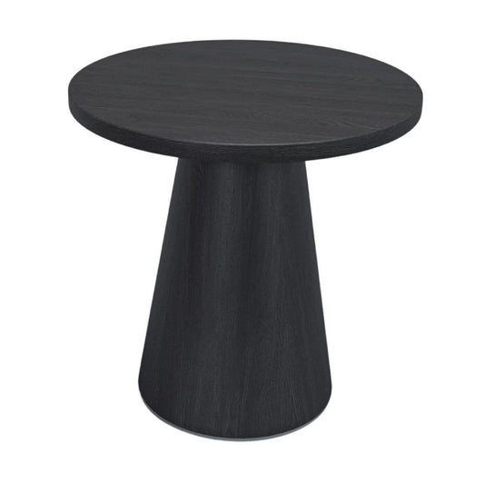 Side End Table | 24" Spacious Round Top | Black Veneer Tapered Base