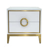 Nightstand | 20’’ | 2 Drawers with Luxe Gold Metal Handles | White BM334693