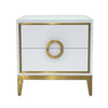 Nightstand | 20" | 2 Drawers with Luxe Gold Metal Handles | White