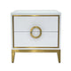 Nightstand | 20" | 2 Drawers with Luxe Gold Metal Handles | White