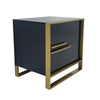 Boko Nightstand | 2 Drawers w Luxe Gold Metal Handles | 20" | Black