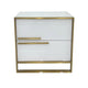 Boko Nightstand | 2 Drawers w Modern Gold Metal Handles | 20’’ White BM334695