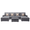 Meg Double Chaise Sectional Sofa with Ottoman | Gray Linen | 124’’ BM334703