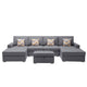 Meg Double Chaise Sectional Sofa with Ottoman | Gray Linen | 124’’ BM334703