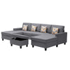 Meg Double Chaise Sectional Sofa with Ottoman | Gray Linen | 124’’ BM334703