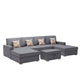 Meg Double Chaise Sectional Sofa with Ottoman | Gray Linen | 124"