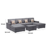 Meg Double Chaise Sectional Sofa with Ottoman | Gray Linen | 124’’ BM334703