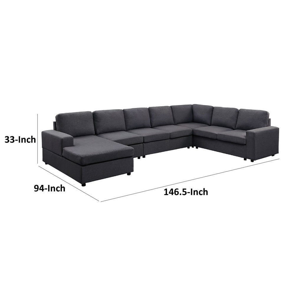 Fenie Modular Sectional Sofa | Reversible Chaise | Dark Gray | 147’’ BM334717
